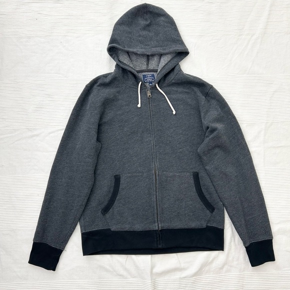 J. Crew Men's Athletic Fleece Charcoal Hoodie Sweater - Picture 2 of 11